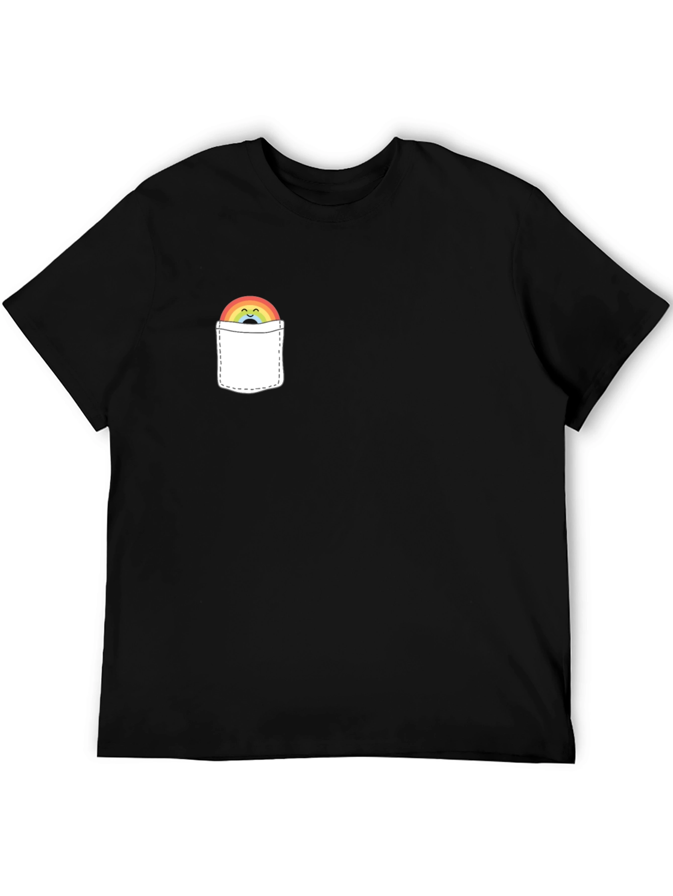 Rainbow Pocket Graphic Tee - Trendy Casual Style