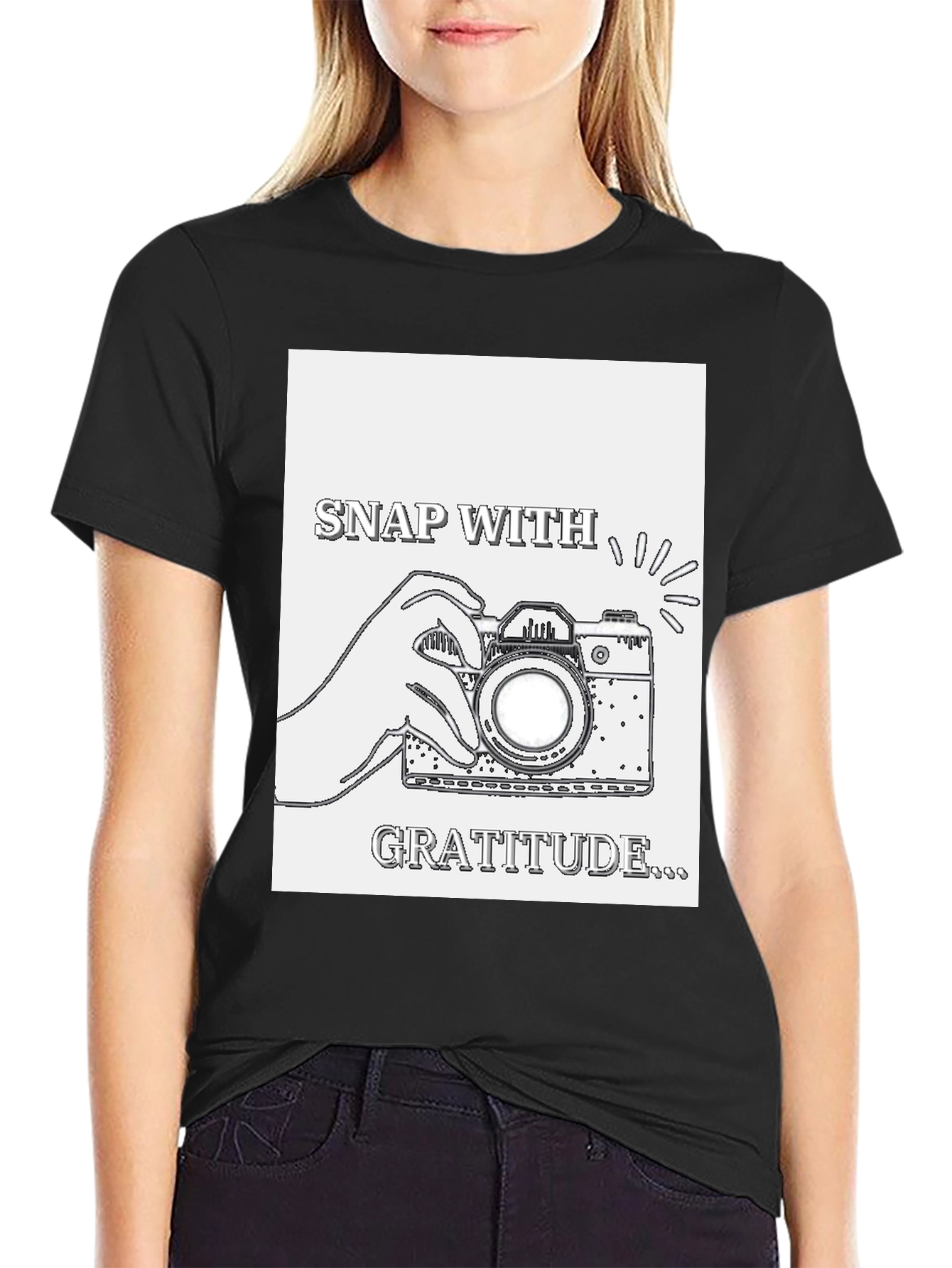Gratitude Camera Graphic T-Shirt - Black