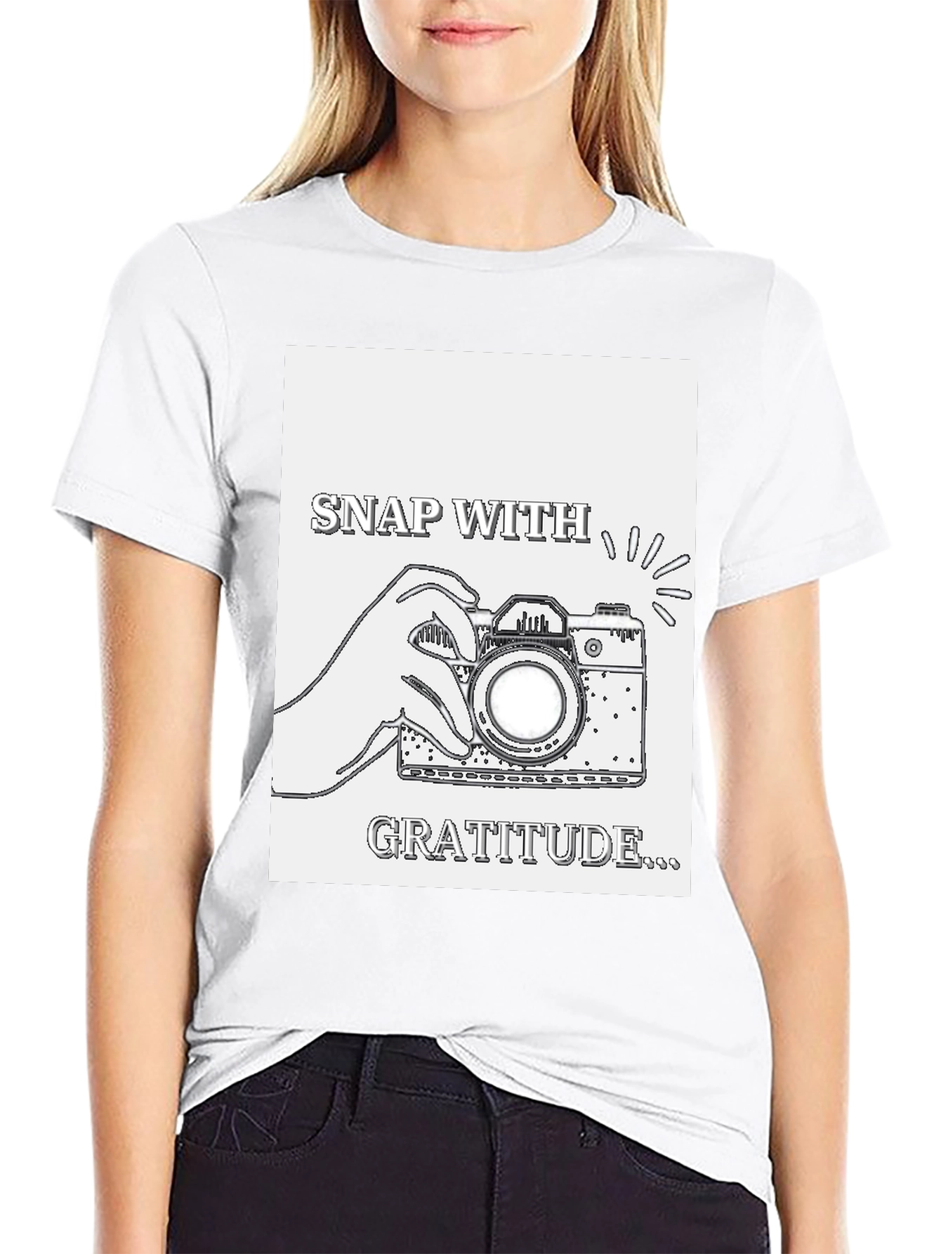 Gratitude Camera Graphic T-Shirt - Black