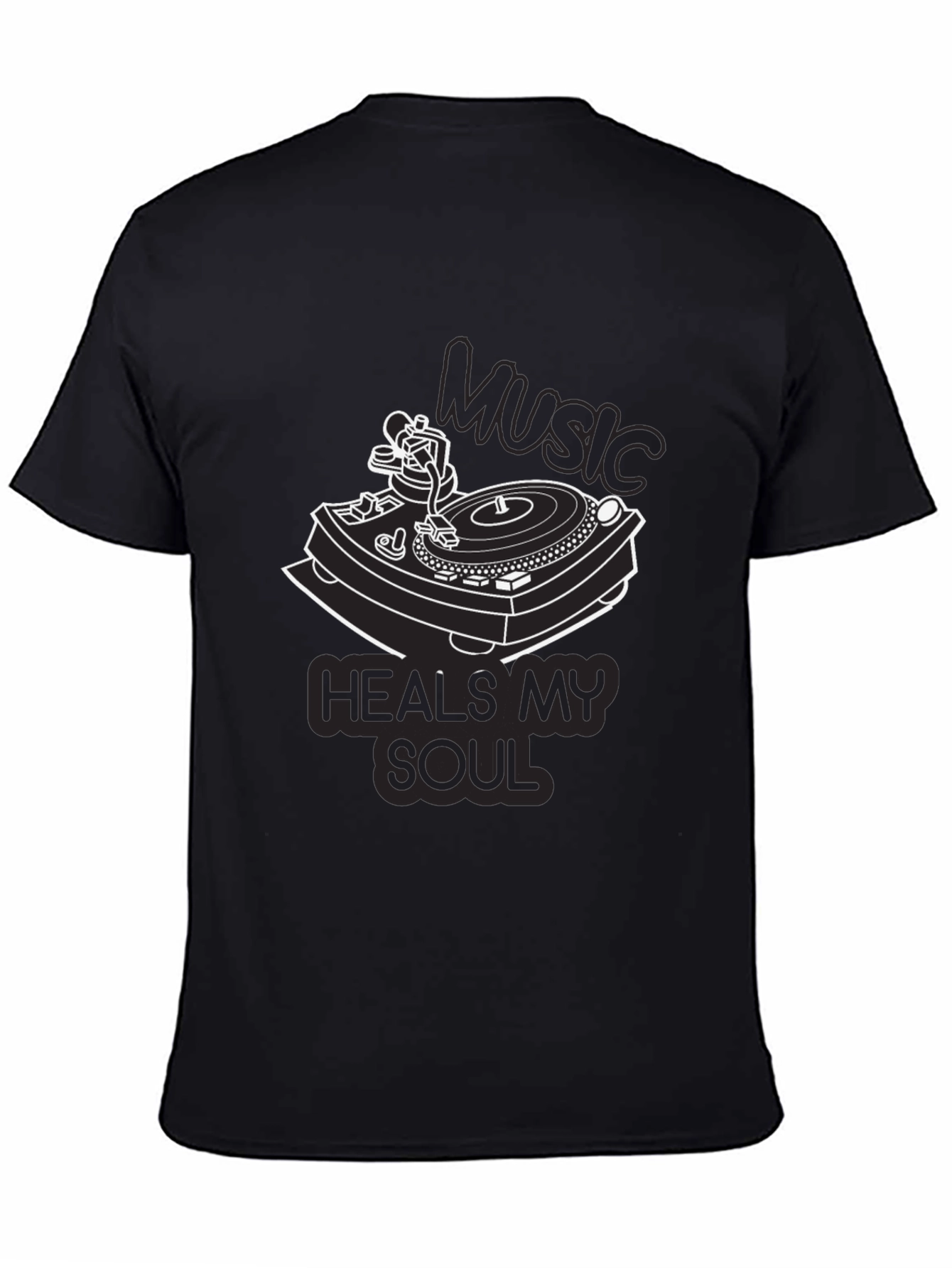 Music Heals My Soul Black Graphic Tee