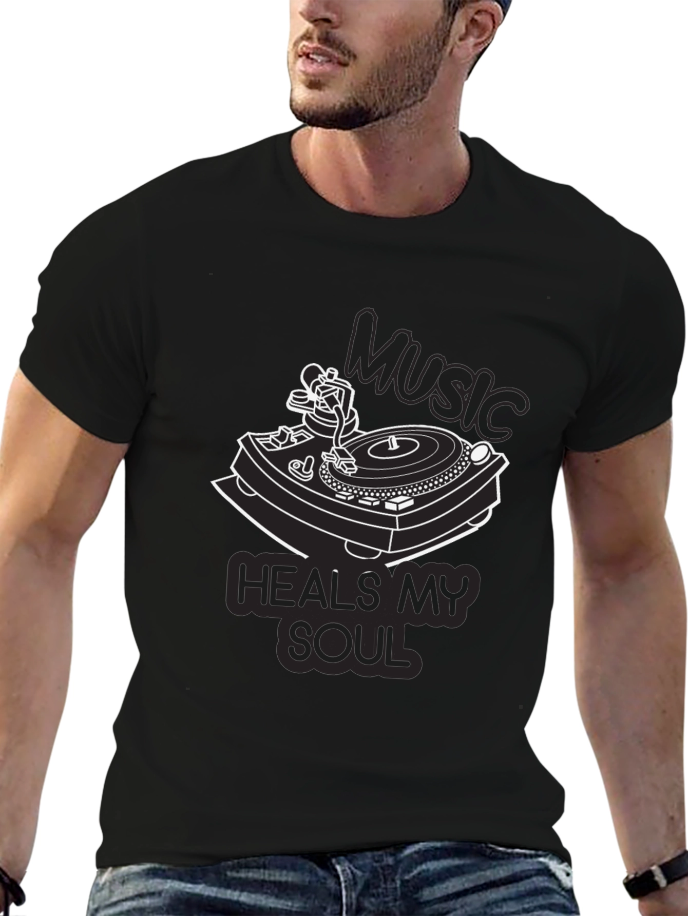 Music Heals My Soul Black Graphic Tee
