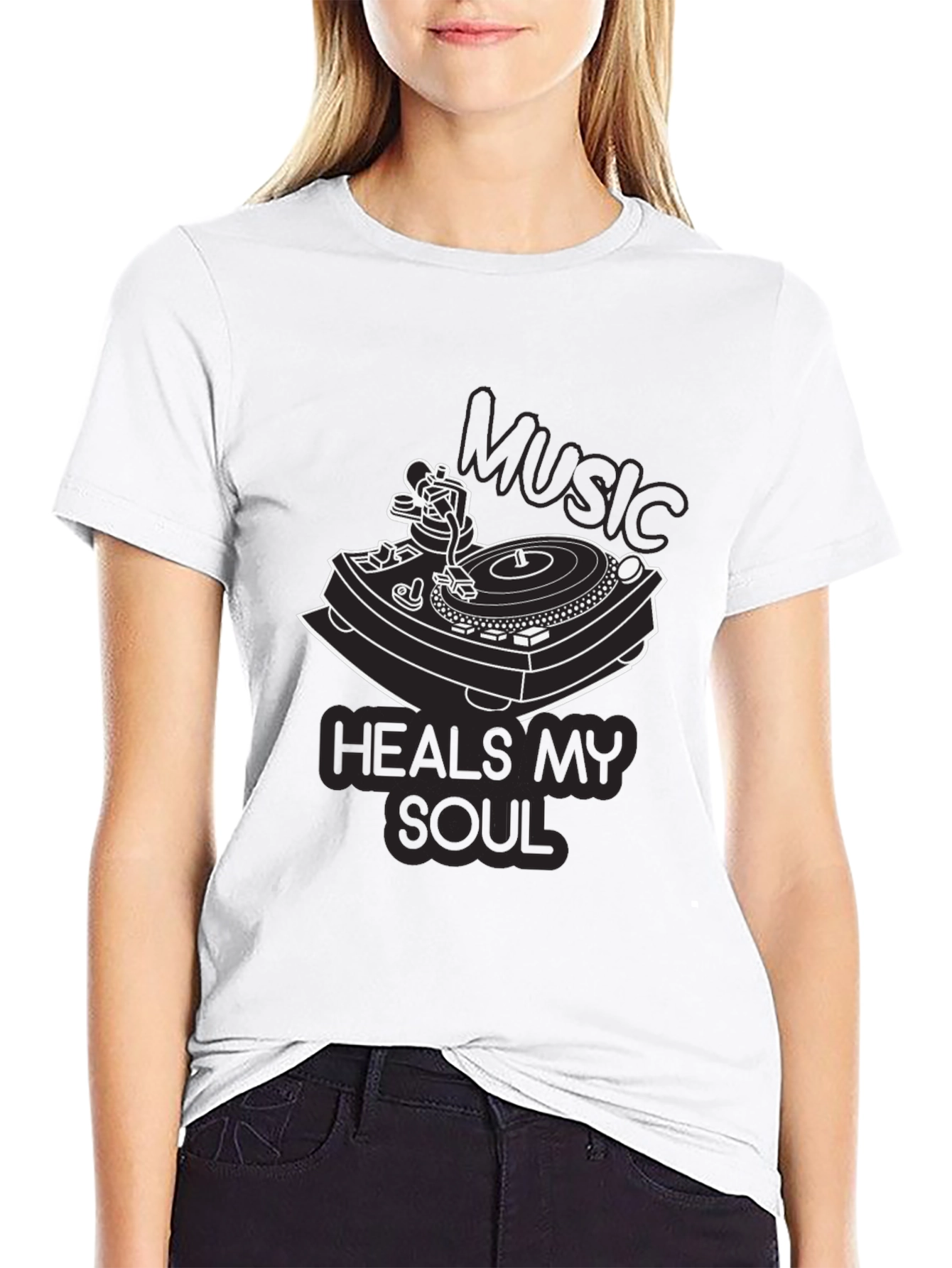 Music Heals My Soul Black Graphic Tee