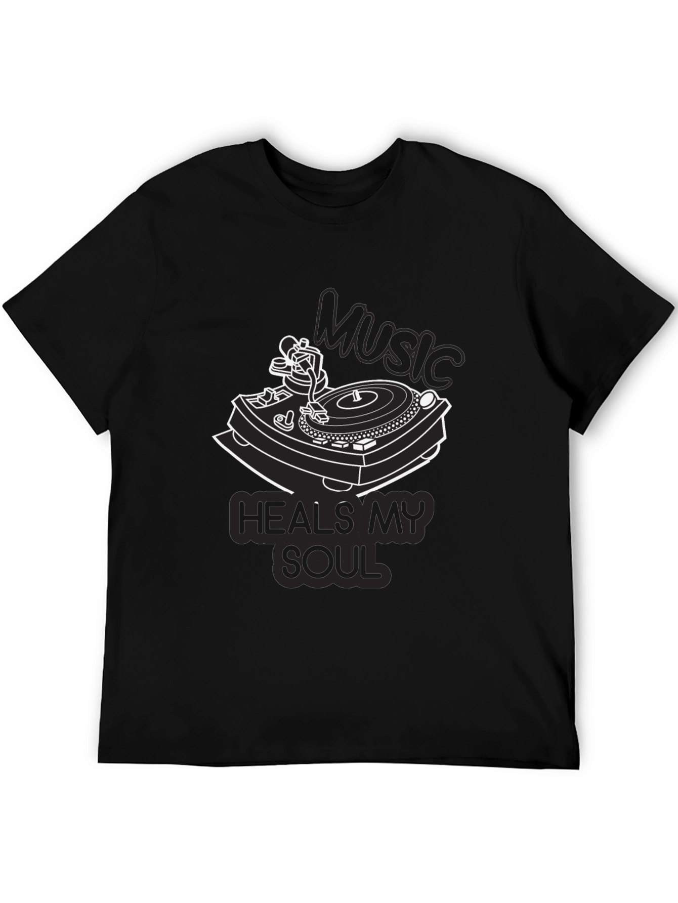 Music Heals My Soul Black Graphic Tee