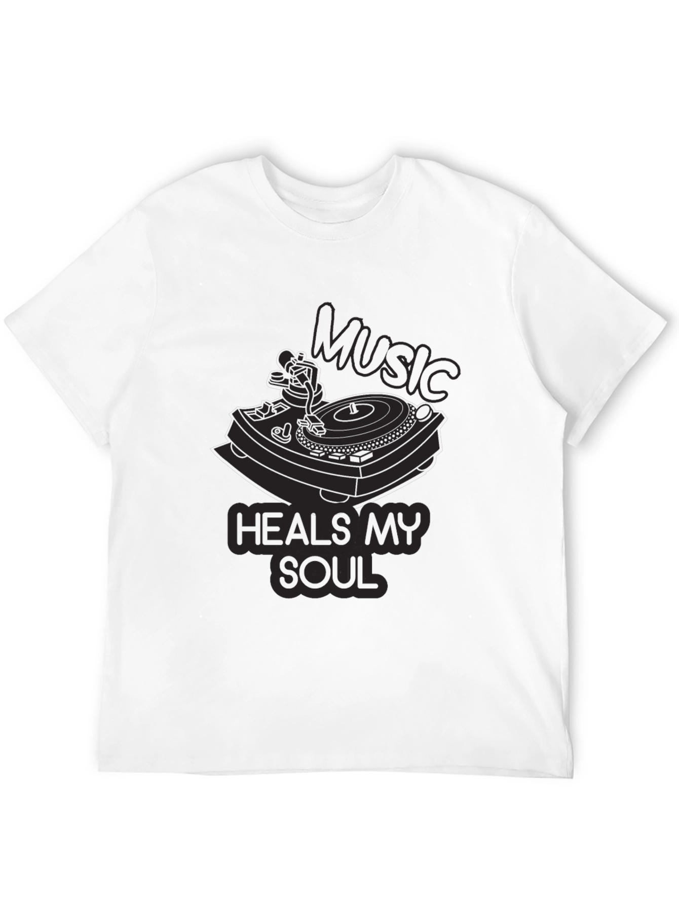 Music Heals My Soul Black Graphic Tee