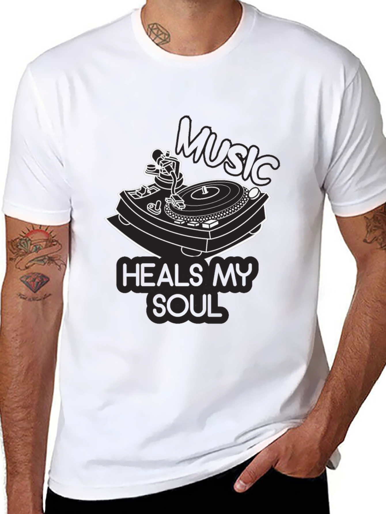 Music Heals My Soul Black Graphic Tee