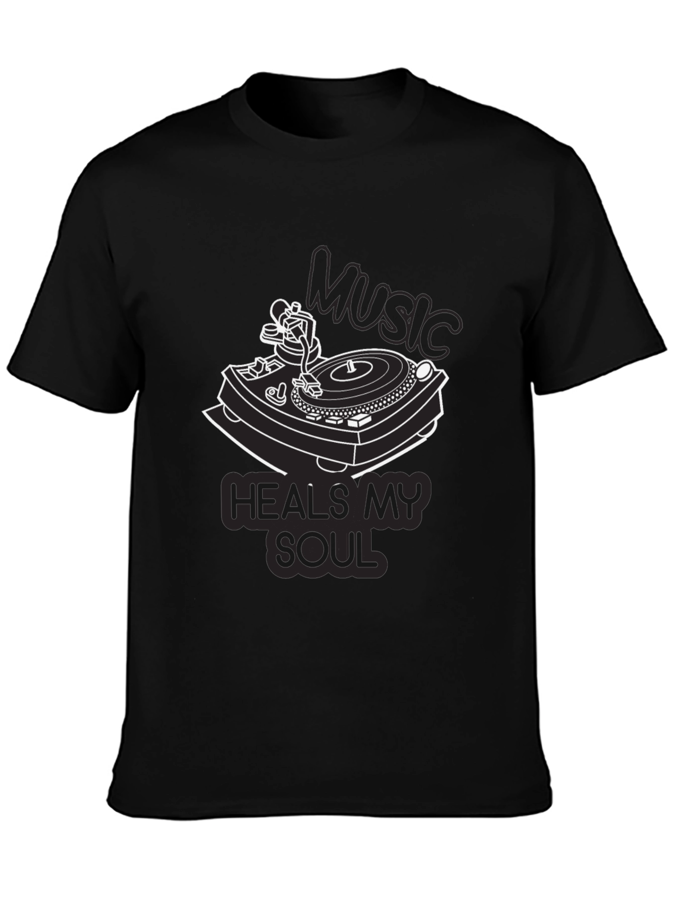 Music Heals My Soul Black Graphic Tee