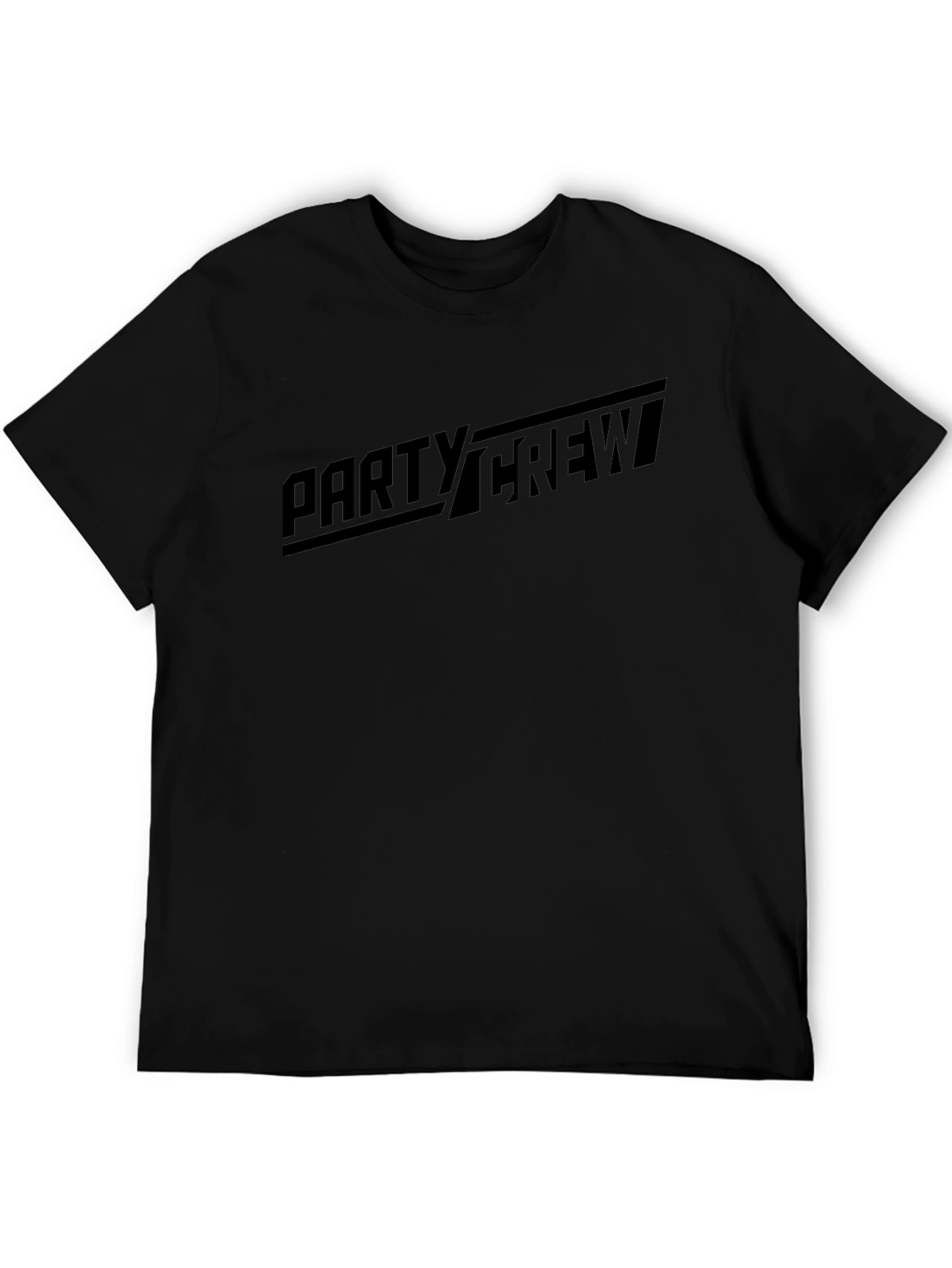 Party Crew Graphic Tee - Black Cotton T-Shirt