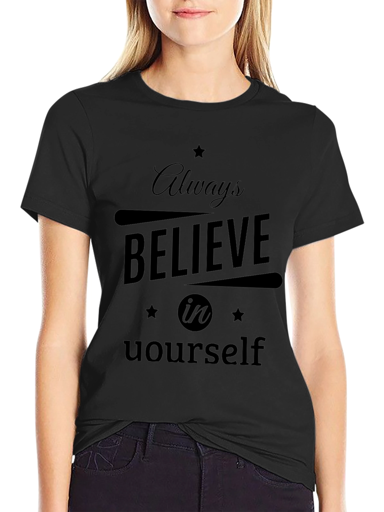 Believe in Yourself Black Graphic Tee