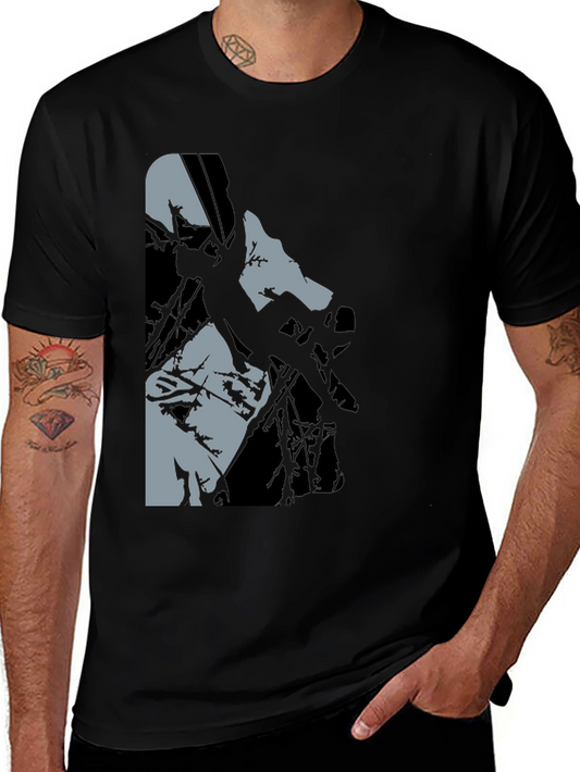 Black Graphic Tee: Climbing Silhouette