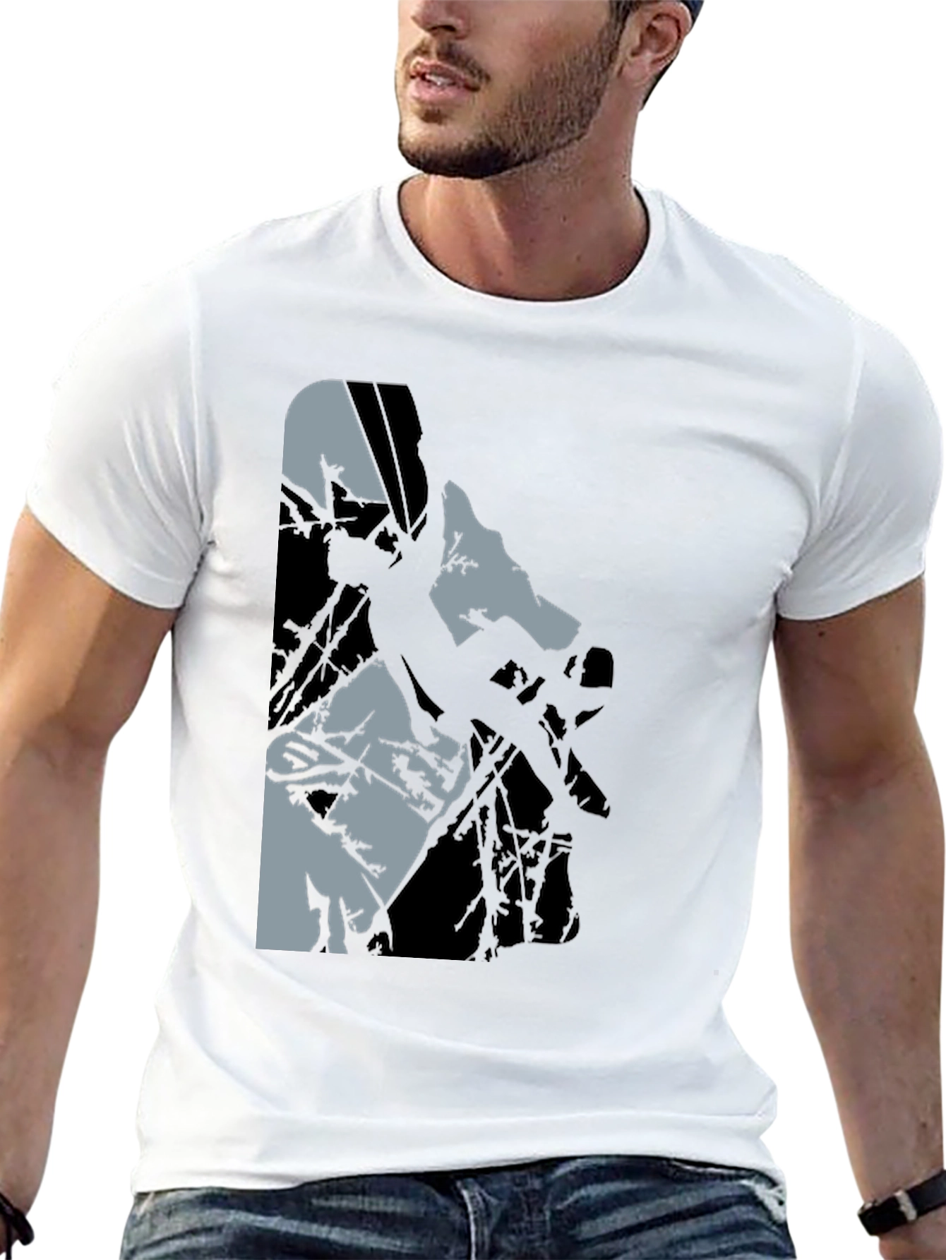 Black Graphic Tee: Climbing Silhouette
