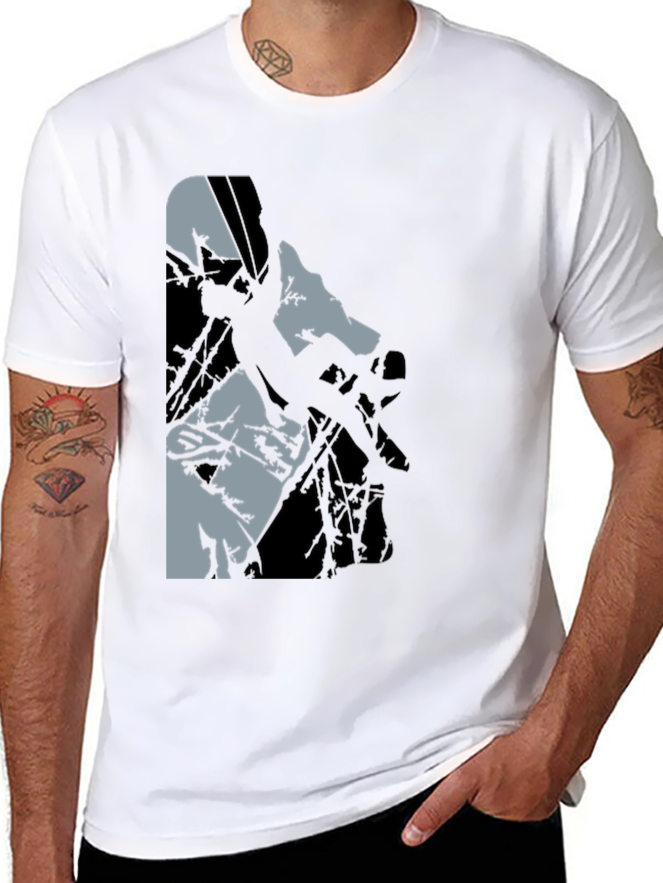 Black Graphic Tee: Climbing Silhouette