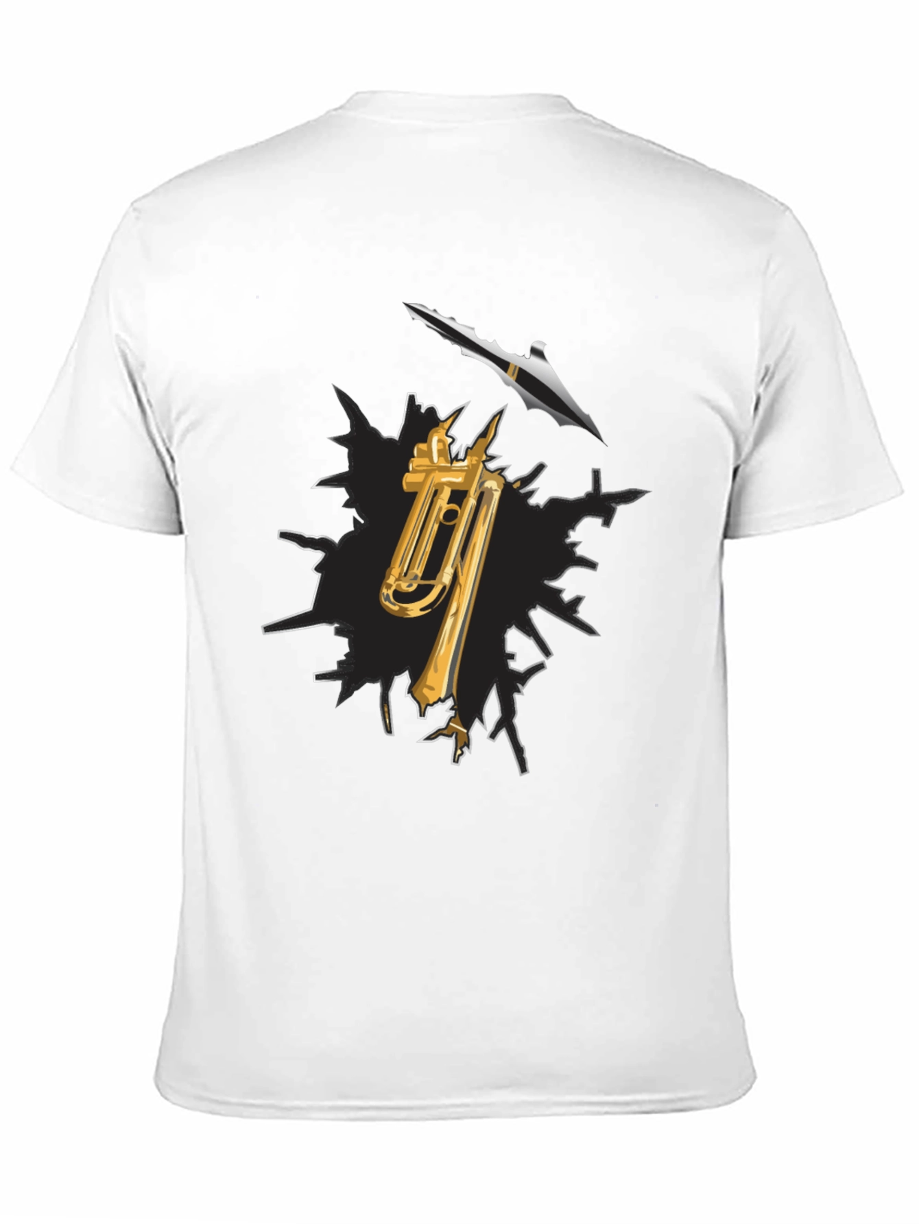Trumpet and Spear Graphic Black T-Shirt