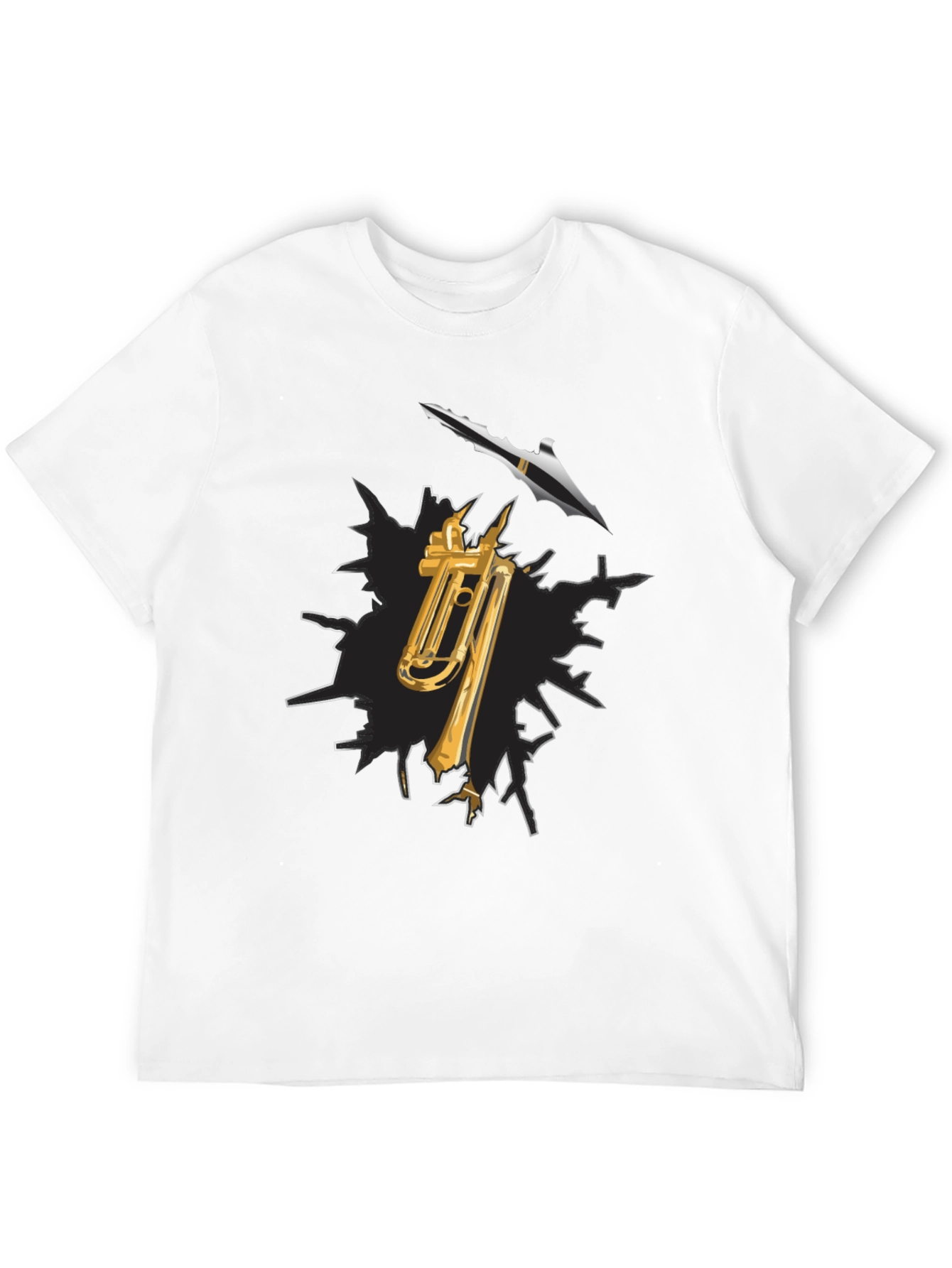 Trumpet and Spear Graphic Black T-Shirt
