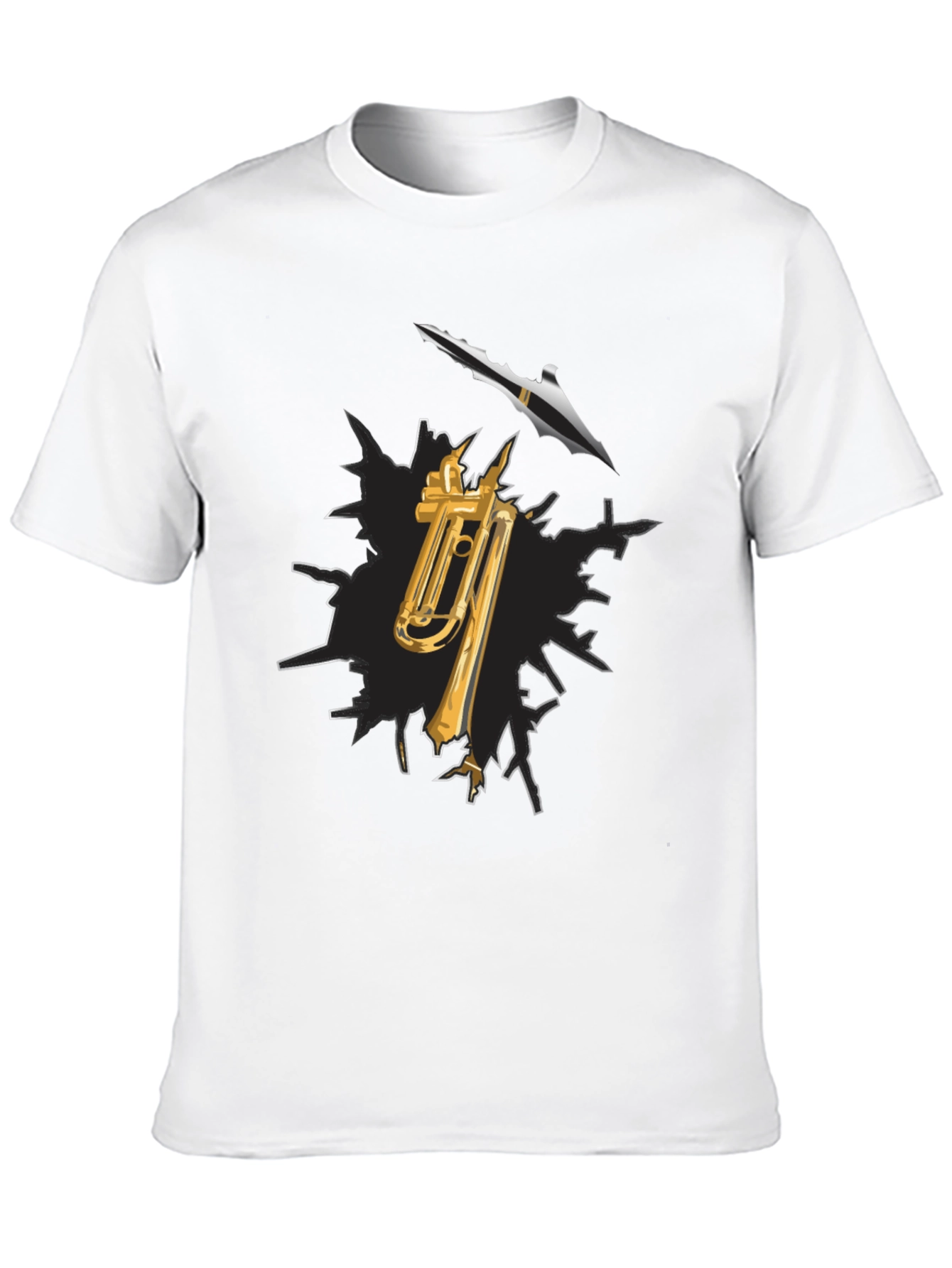 Trumpet and Spear Graphic Black T-Shirt