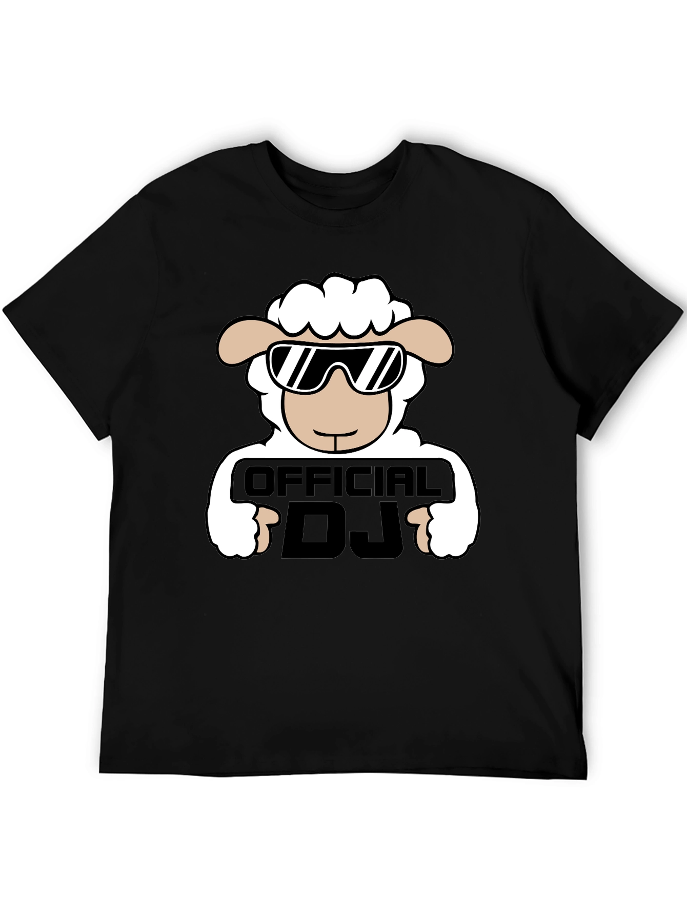 Cool Sheep DJ Graphic T-Shirt - Black Cotton Tee