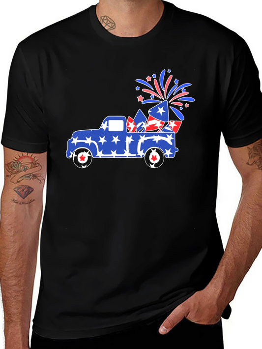 Patriotic Truck Fireworks Graphic Tee