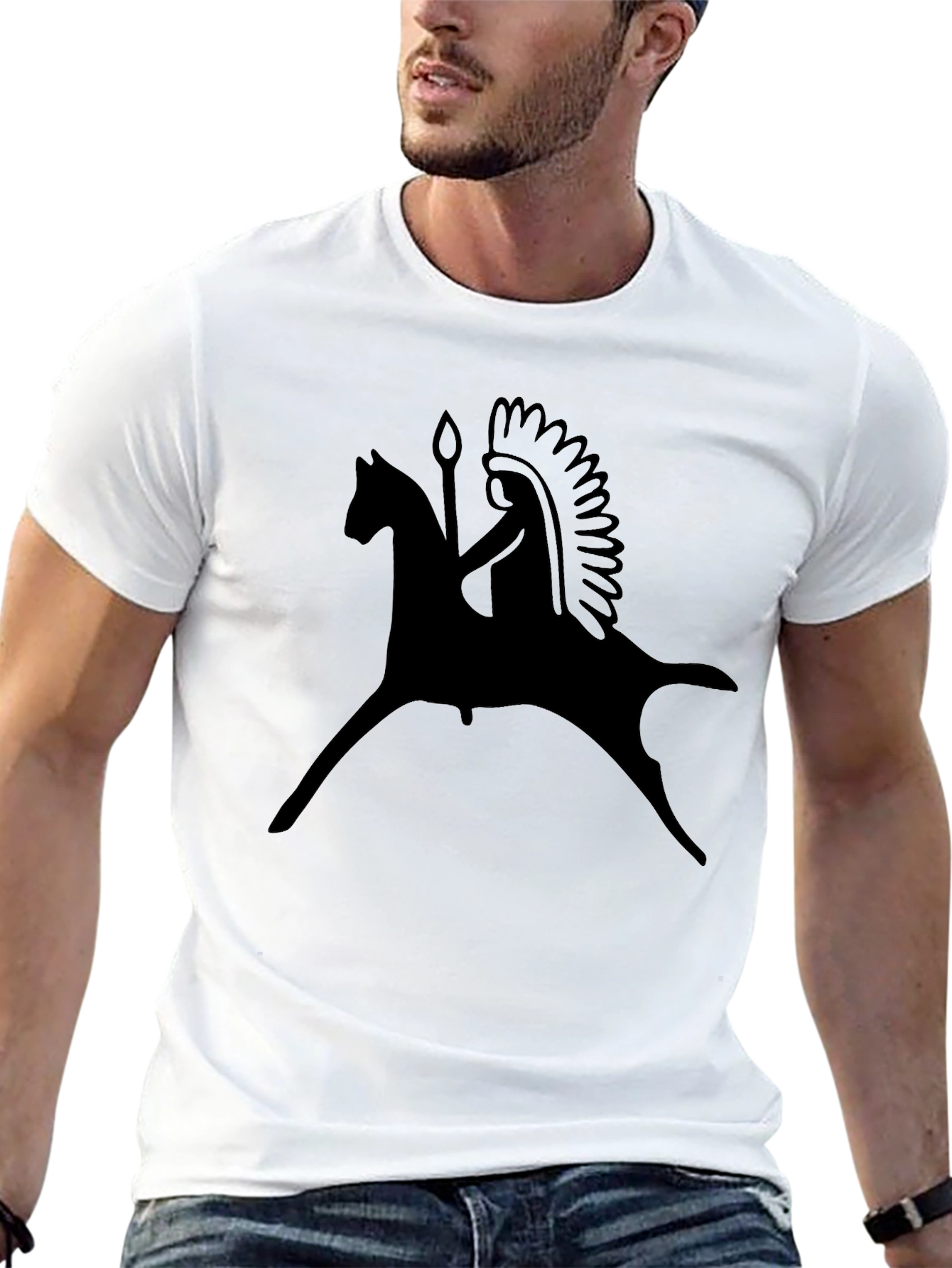 Native American Rider T-Shirt - Black Graphic Tee