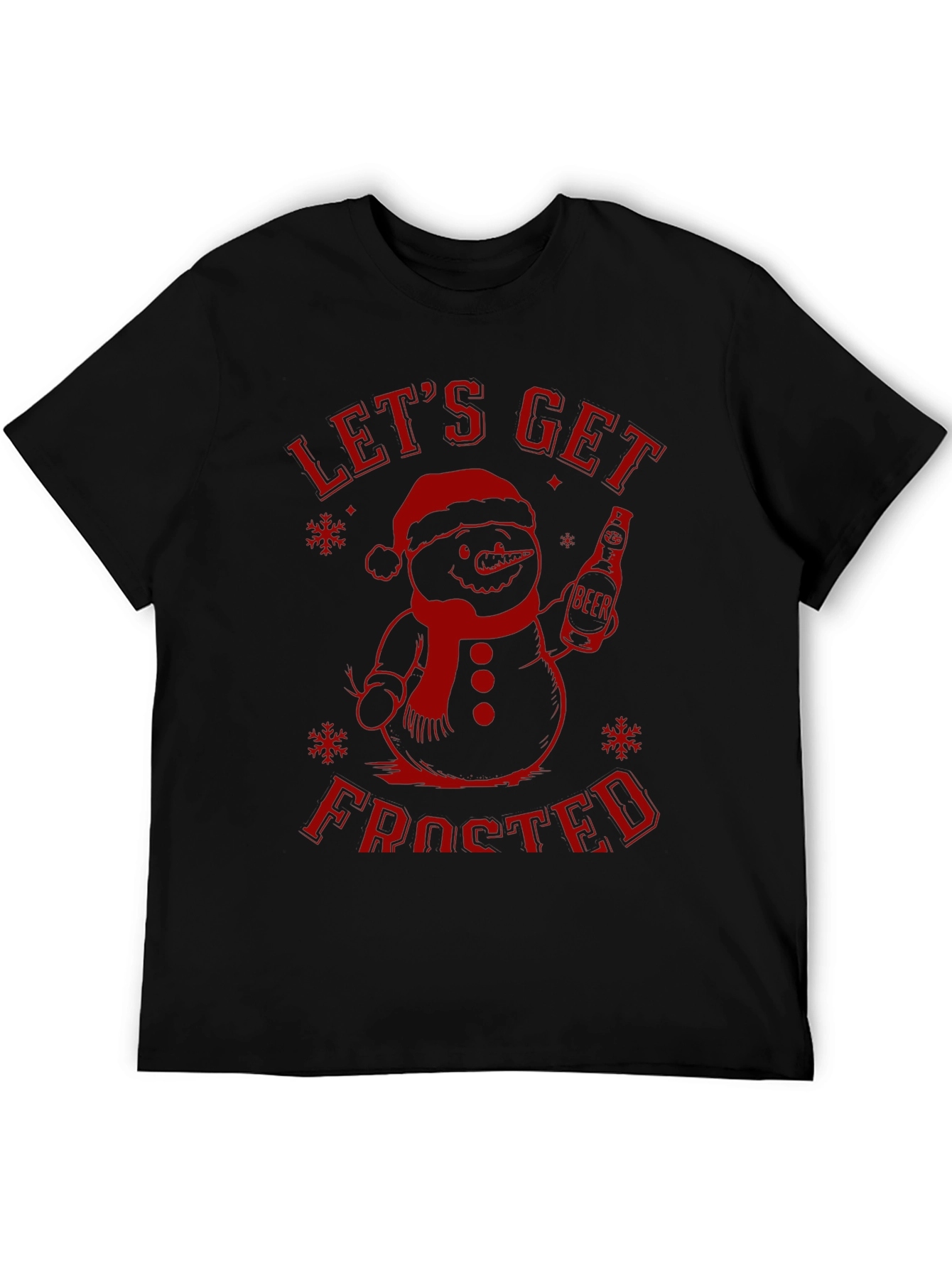 Lets Get Frosted Snowman Christmas Black T-Shirt