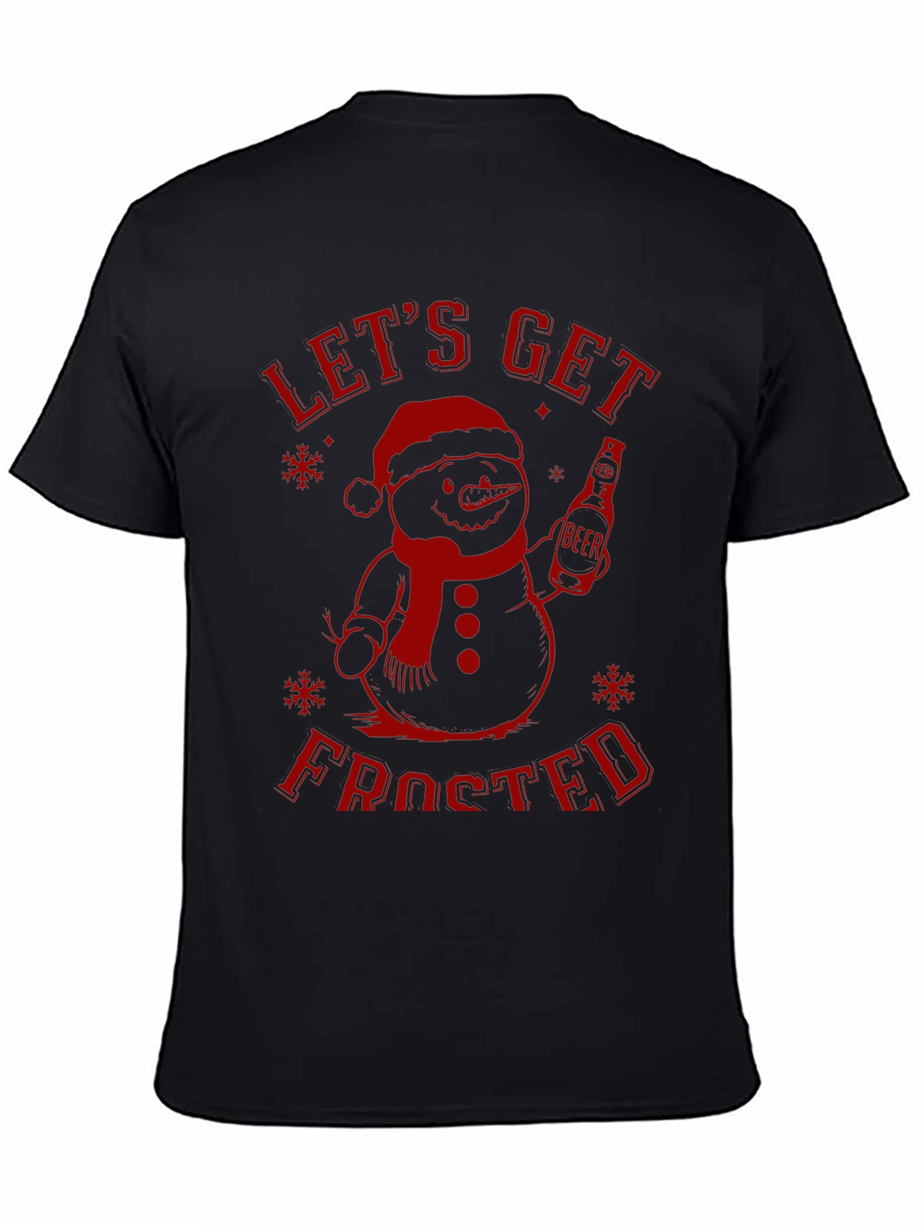 Lets Get Frosted Snowman Christmas Black T-Shirt