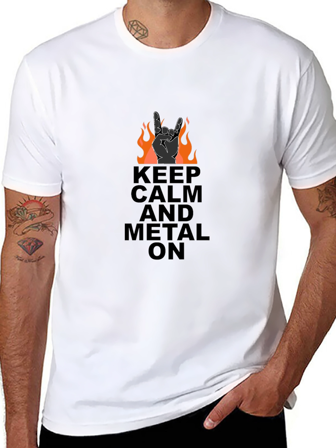 Keep Calm and Metal On Black Graphic Tee