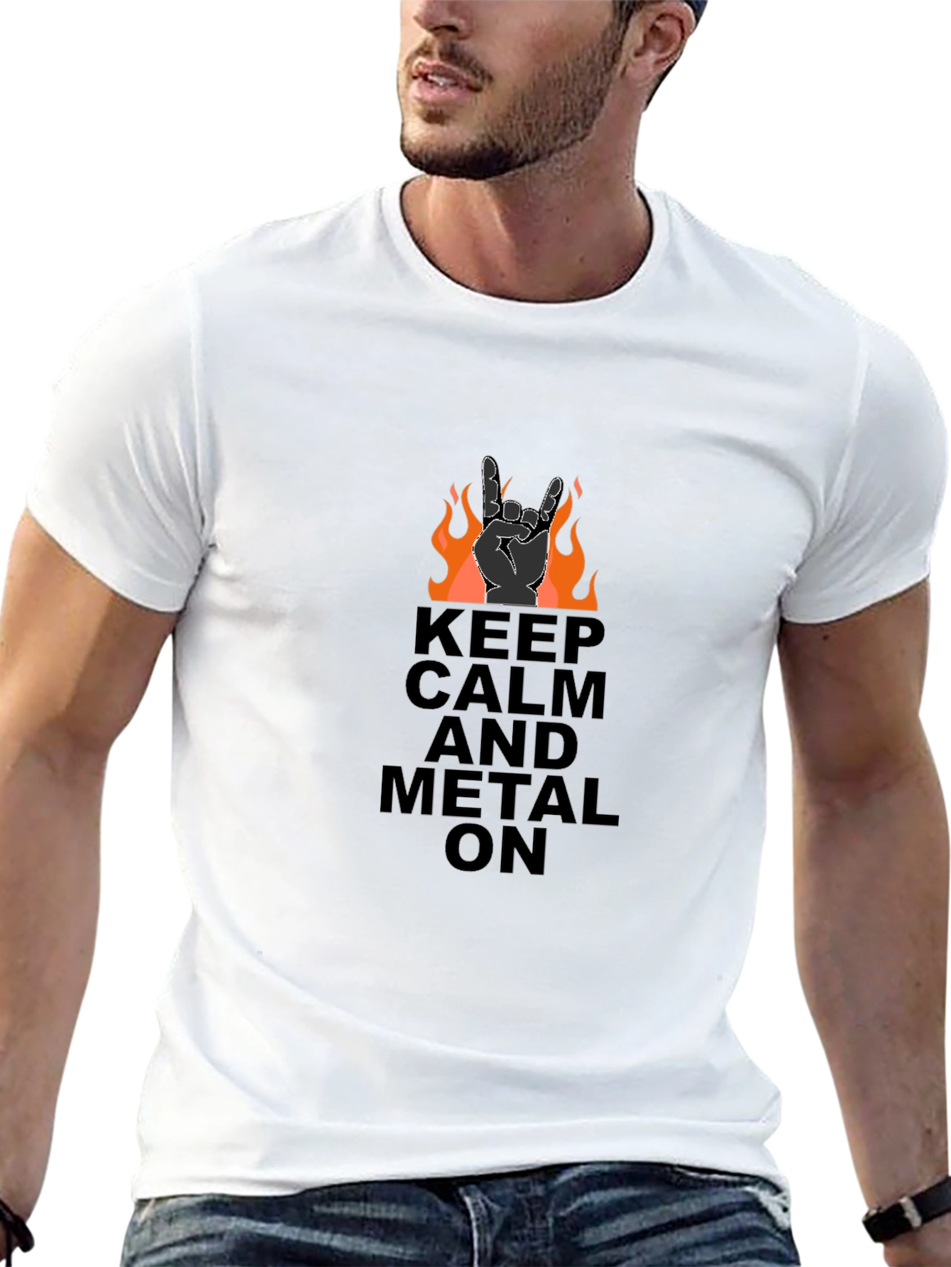 Keep Calm and Metal On Black Graphic Tee