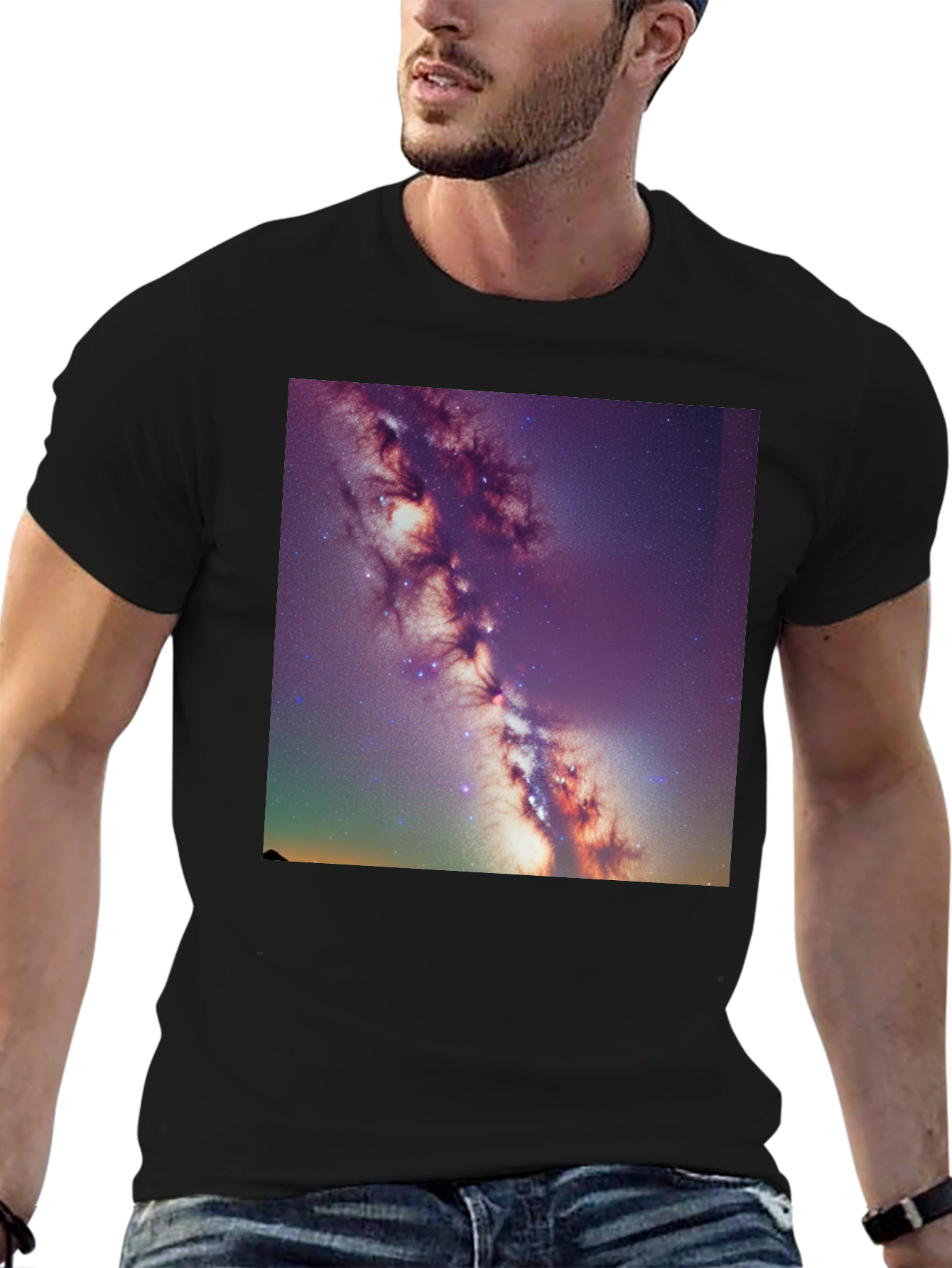 Galaxy Print Black T-Shirt - Celestial Style