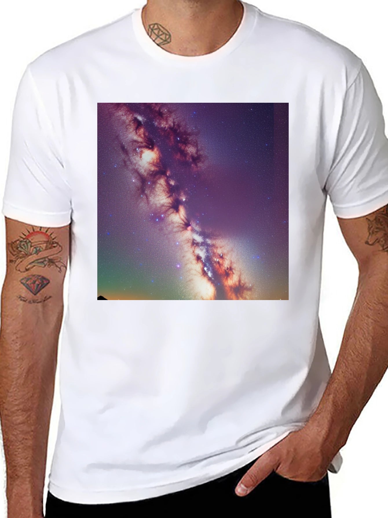 Galaxy Print Black T-Shirt - Celestial Style