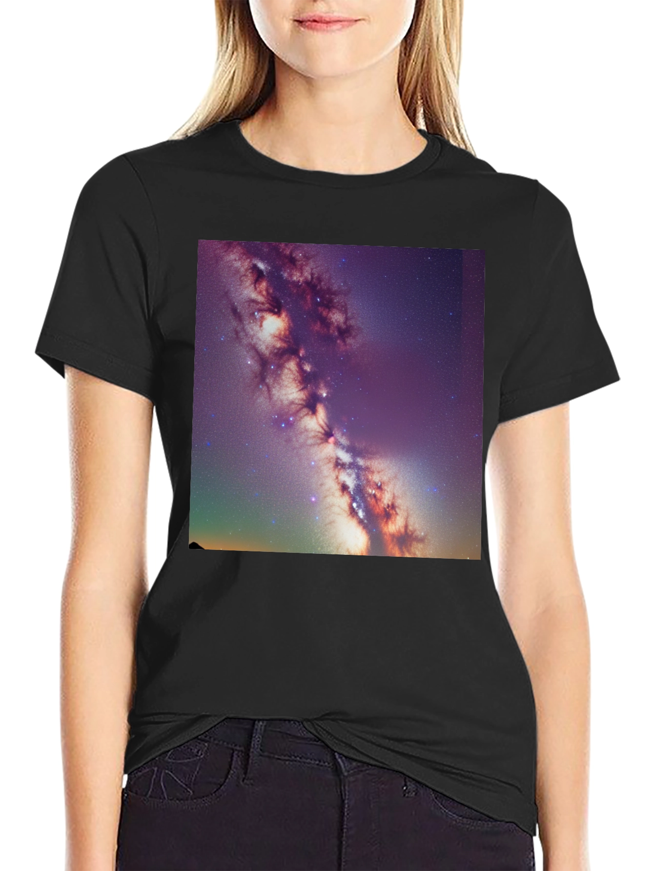Galaxy Print Black T-Shirt - Celestial Style