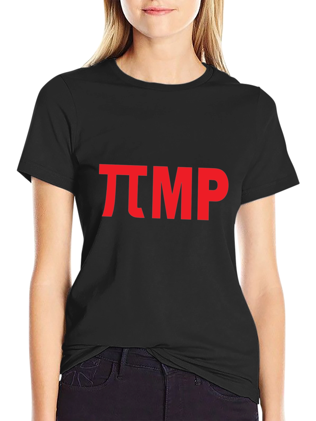 Bold Red Pi TMP Graphic Black T-Shirt