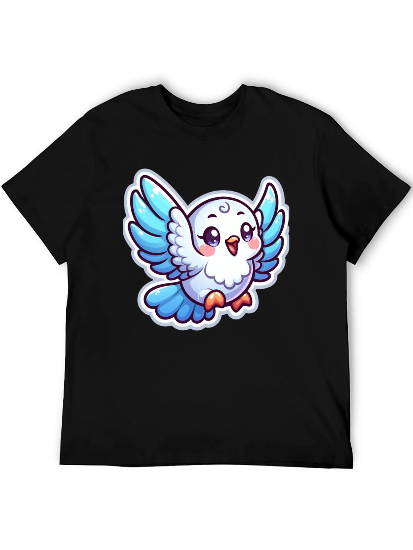 Cute Cartoon Bird Graphic T-Shirt - Black