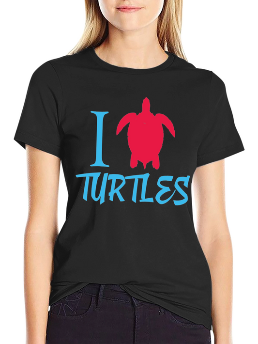 I Love Turtles Graphic Tee - Black