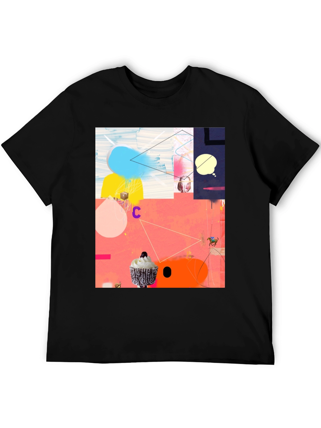 Abstract Art Graphic Tee - Black