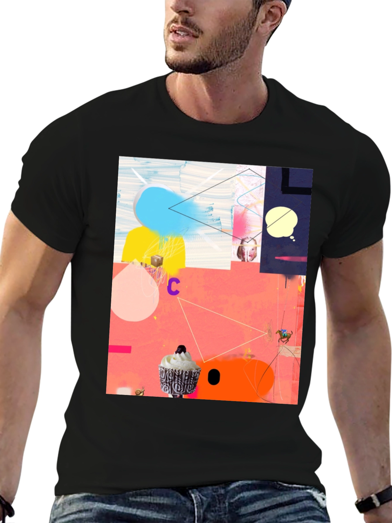 Abstract Art Graphic Tee - Black