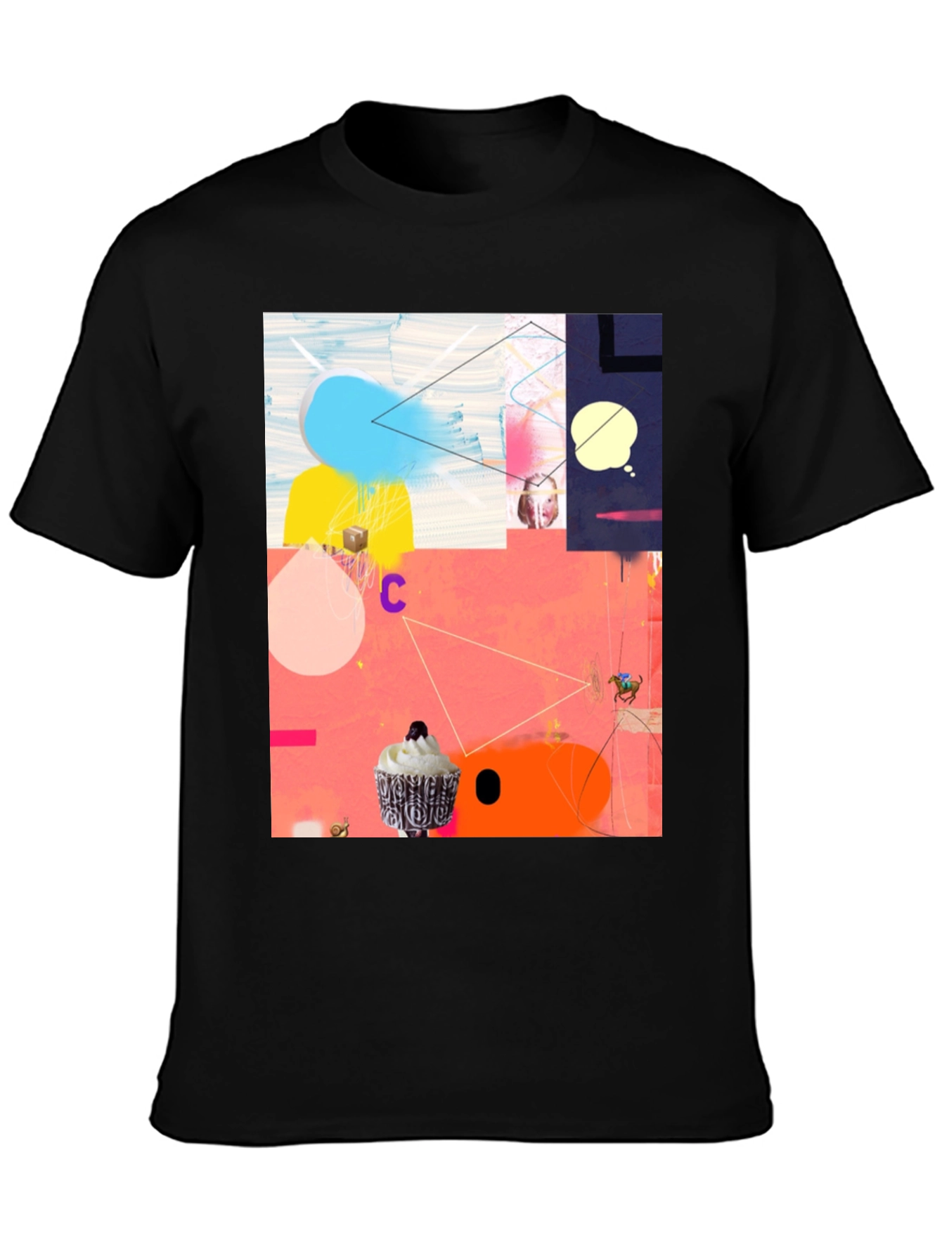 Abstract Art Graphic Tee - Black