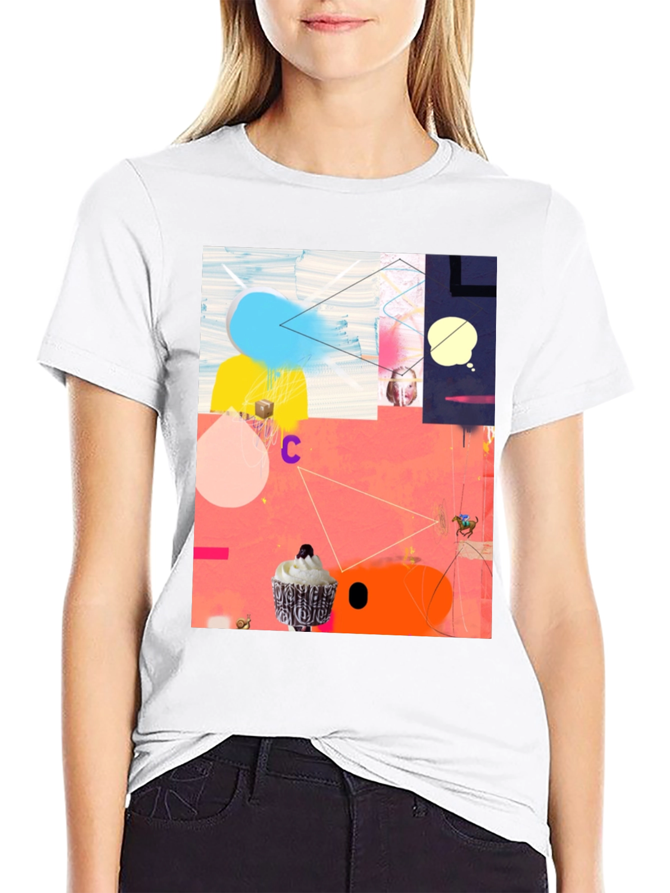 Abstract Art Graphic Tee - Black