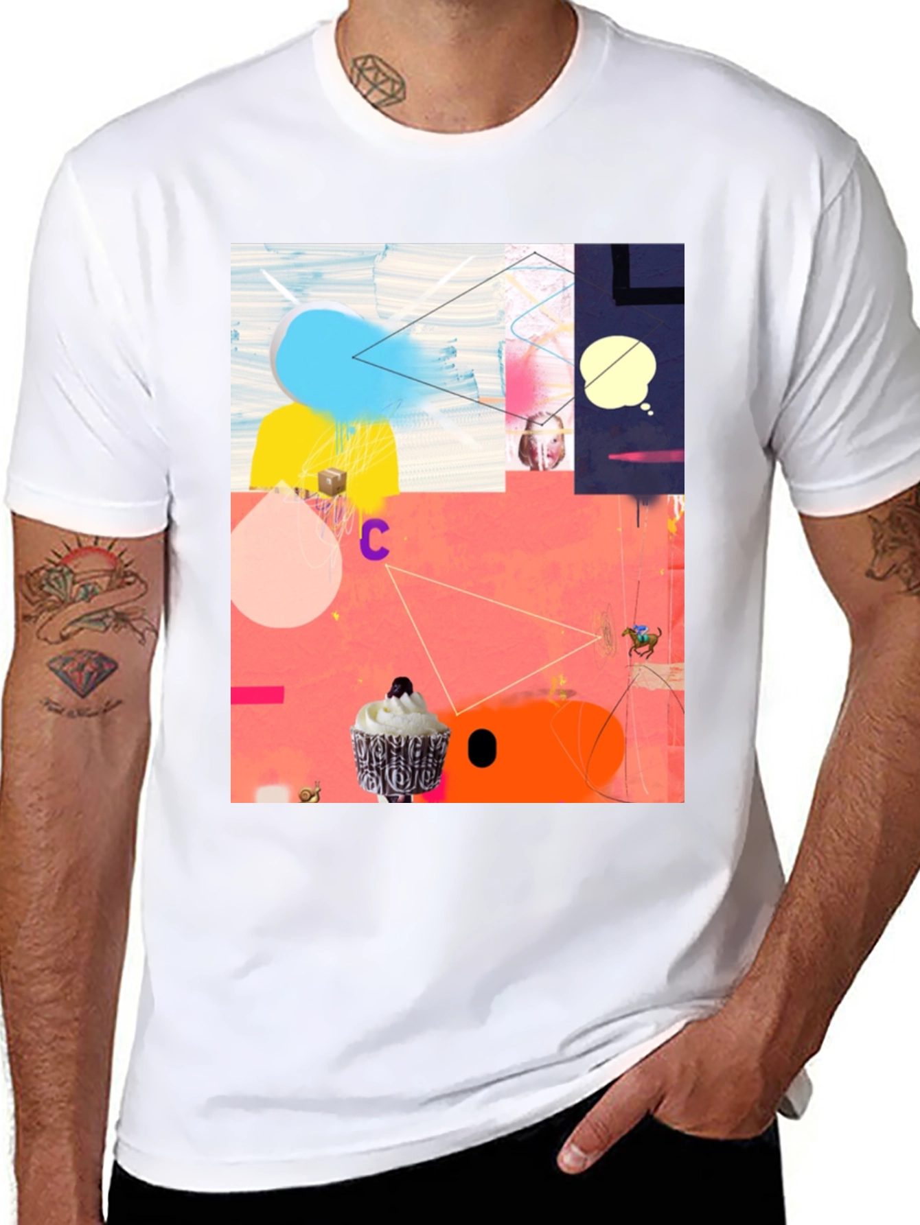 Abstract Art Graphic Tee - Black