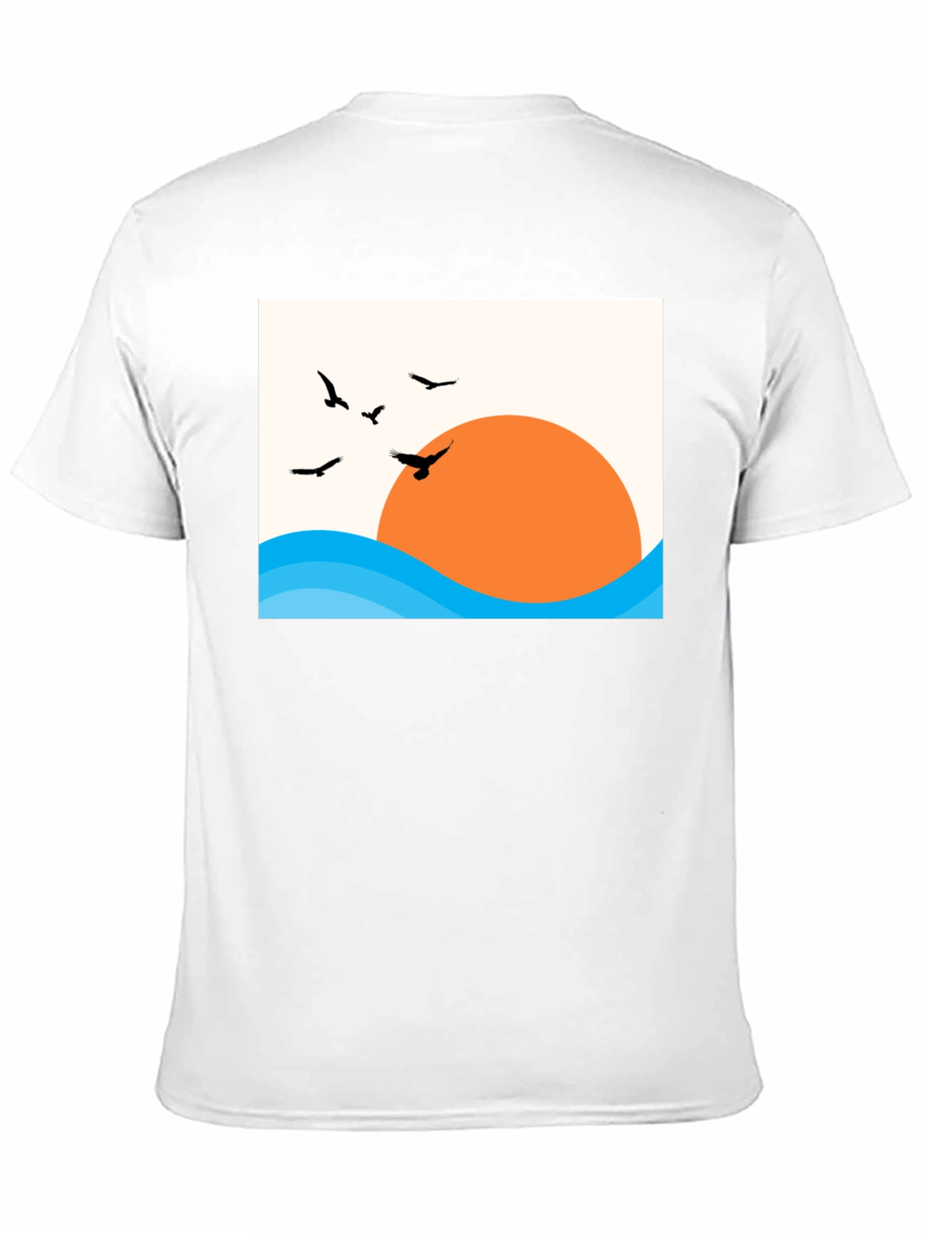 Sunset Birds Graphic Tee - Casual Black T-Shirt