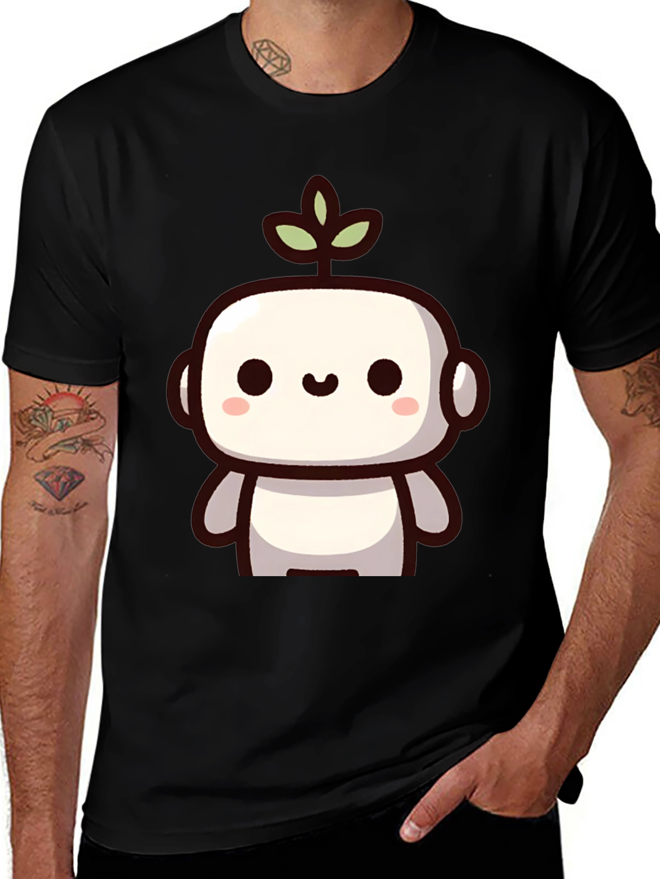 Cute Robot Plant Graphic T-Shirt