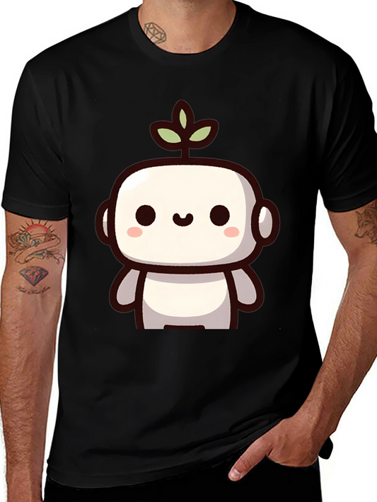 Cute Robot Plant Graphic T-Shirt
