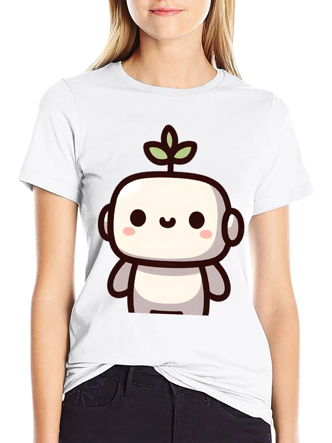Cute Robot Plant Graphic T-Shirt