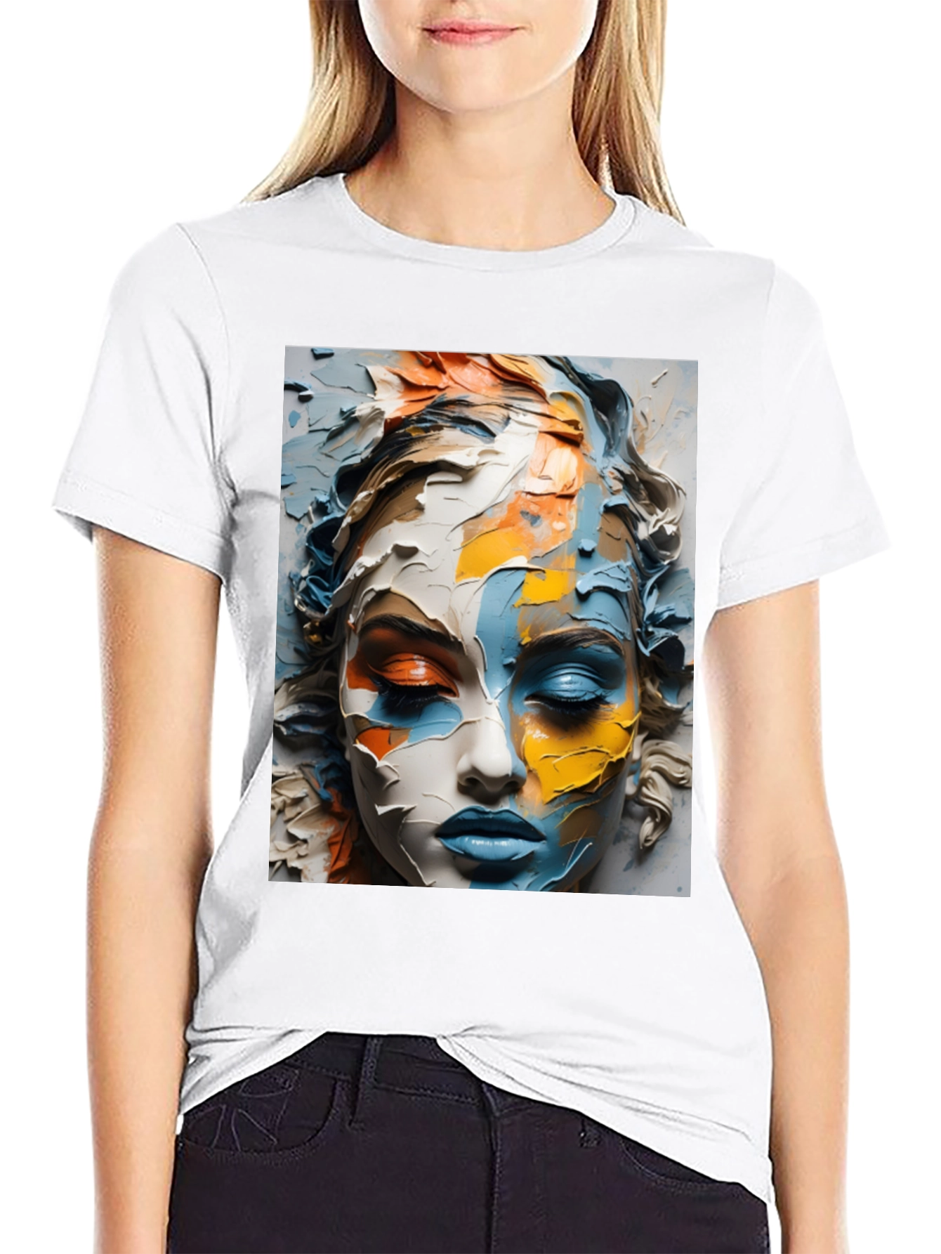 Abstract Face Art Black T-Shirt