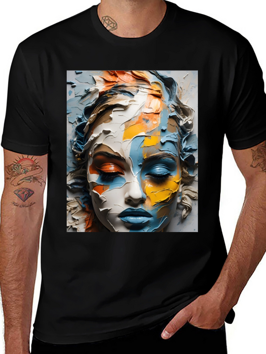 Abstract Face Art Black T-Shirt