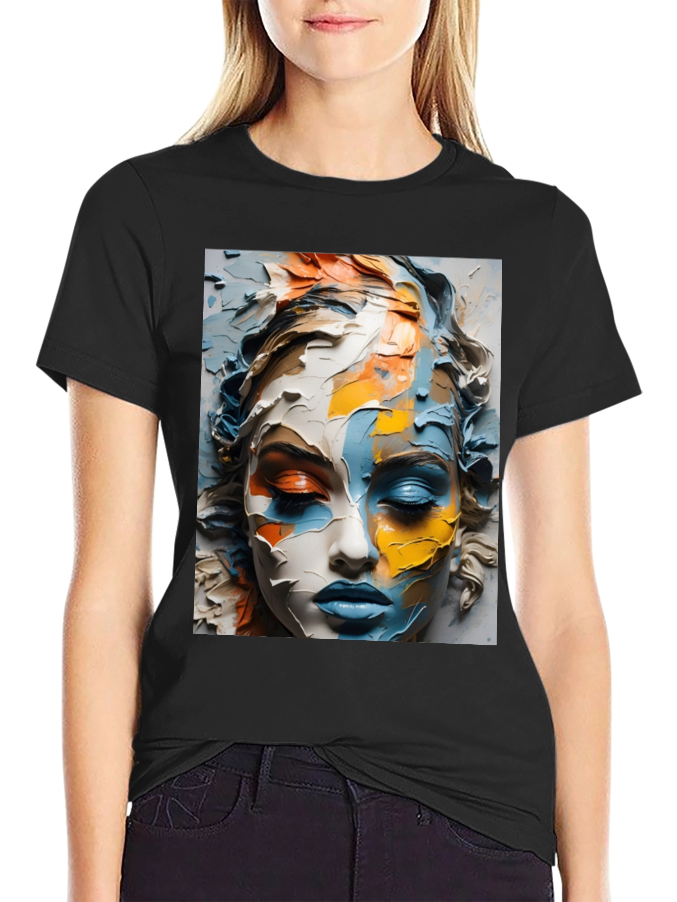 Abstract Face Art Black T-Shirt