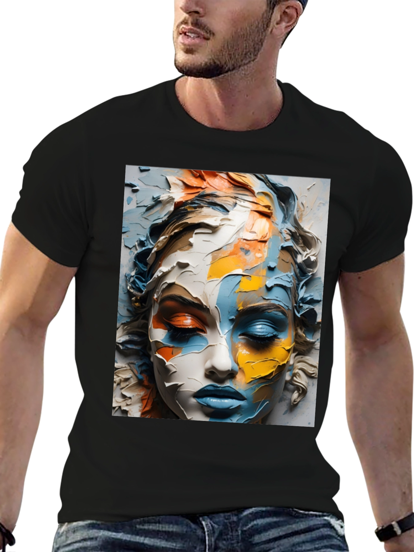 Abstract Face Art Black T-Shirt