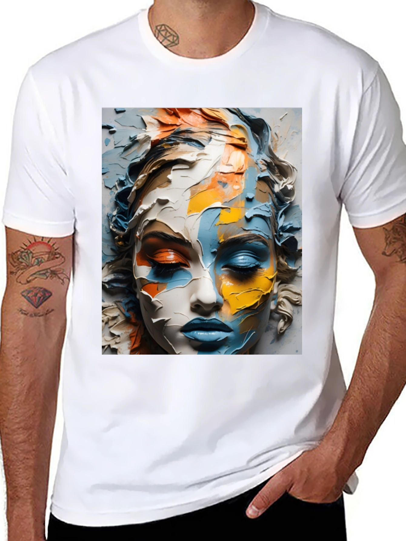 Abstract Face Art Black T-Shirt