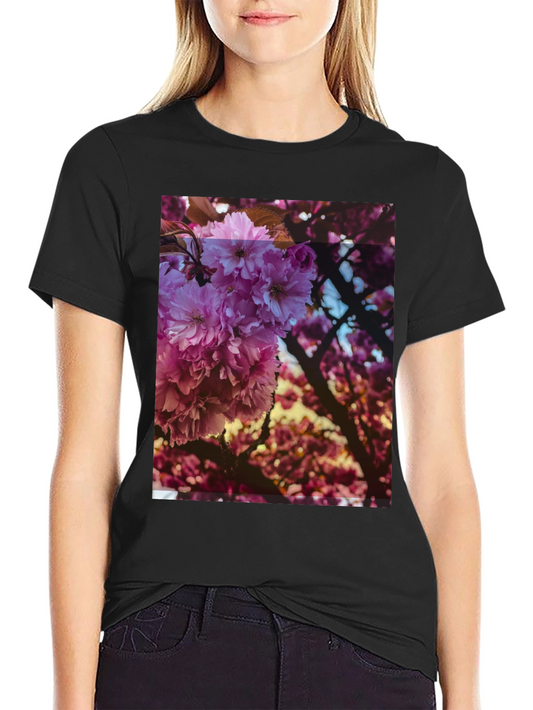 Floral Print Black Tee