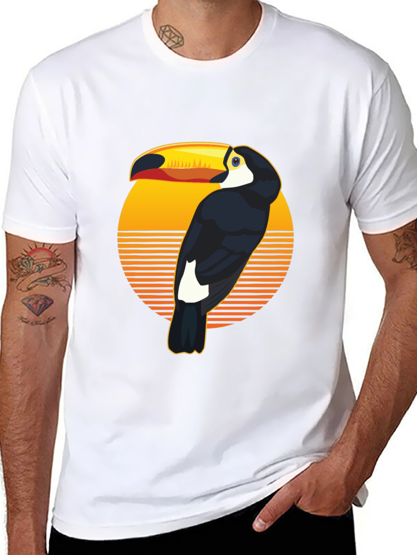 Retro Toucan Graphic Tee -  Black T-Shirt