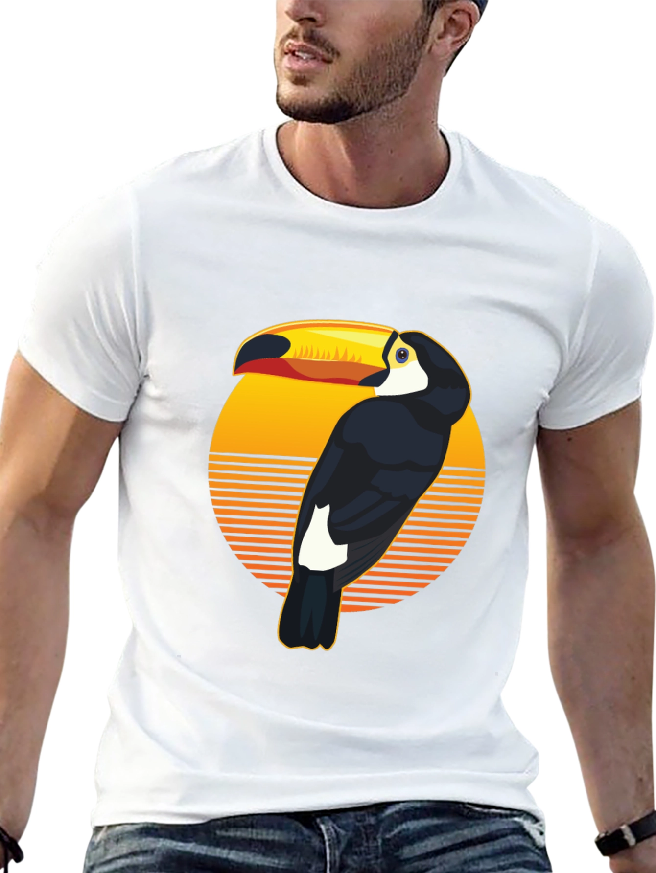 Retro Toucan Graphic Tee -  Black T-Shirt