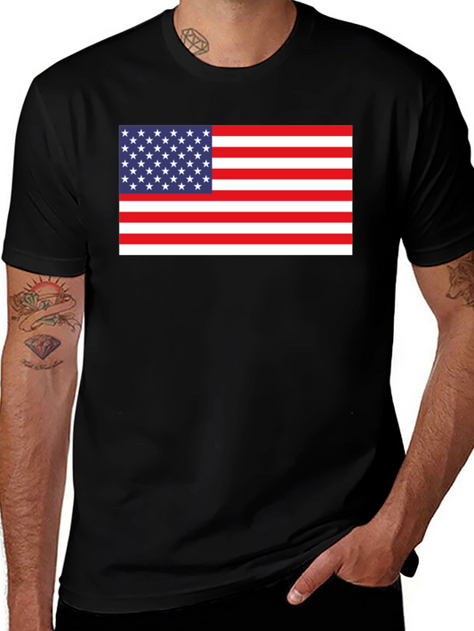 American Flag Graphic Tee - Black Cotton Blend