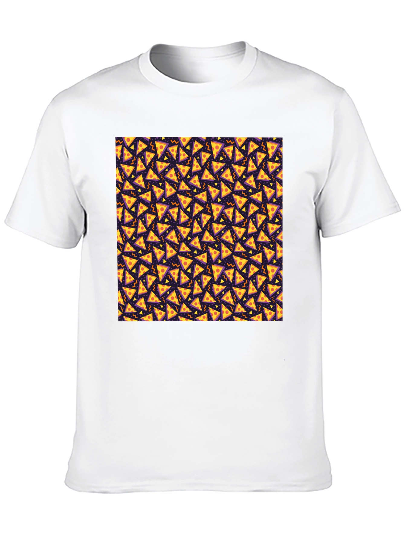 Pizza Slice Pattern Black T-Shirt